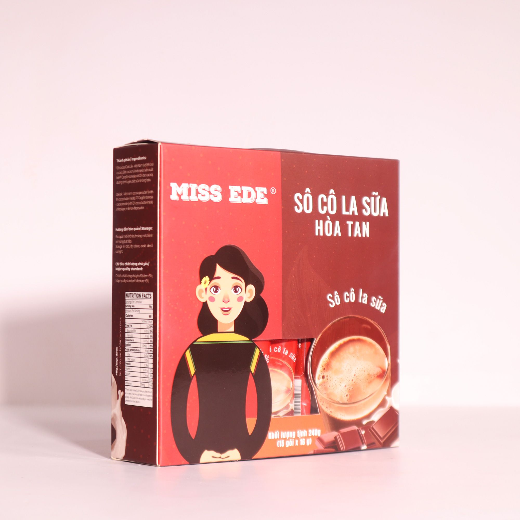 Best selling: Instant Milk Chocolate drink MISS EDE (Box 240g: 15 packets x 16g)/ Sô cô la sữa hoà tan MISS EDE - Box 240g (15 gói x 16g)