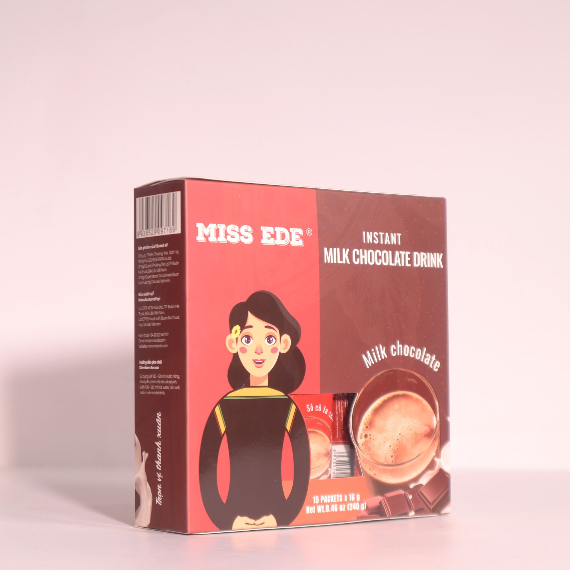 Best selling: Instant Milk Chocolate drink MISS EDE (Box 240g: 15 packets x 16g)/ Sô cô la sữa hoà tan MISS EDE - Box 240g (15 gói x 16g)