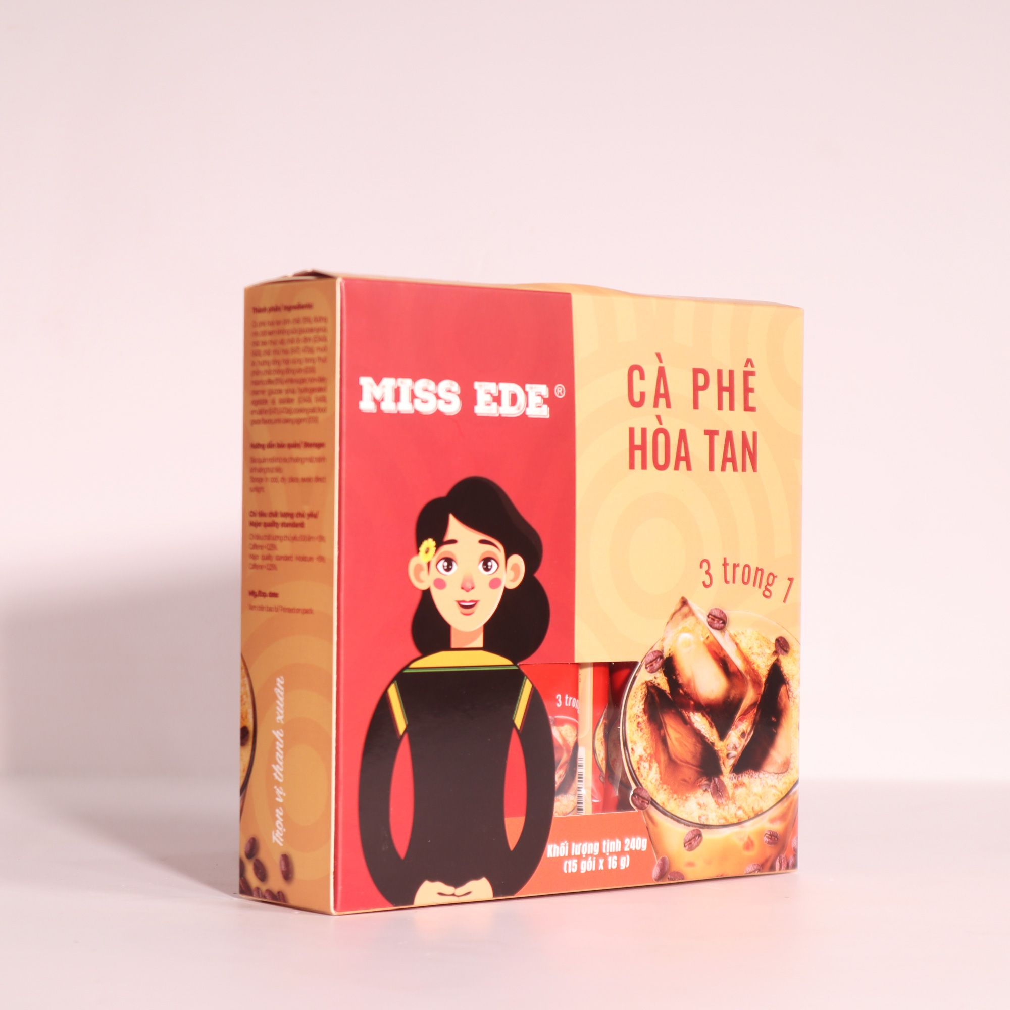 Instant 3in1 coffee MISS EDE (Box 240g: 15 packets x 16g)/ Cà phê hoà tan 3in1 MISS EDE - (Hộp 240g: 15 x 16g)