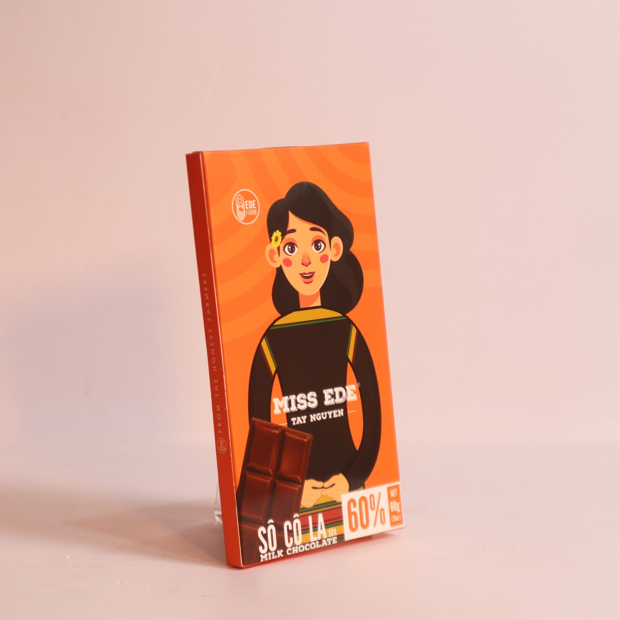 TAY NGUYEN Milk Chocolate 60% MISS EDE (Box 60g: 2 bars)/ Sô cô la sữa Tây Nguyên 60% MISS EDE - Hộp 60g (2 thanh x 30g)