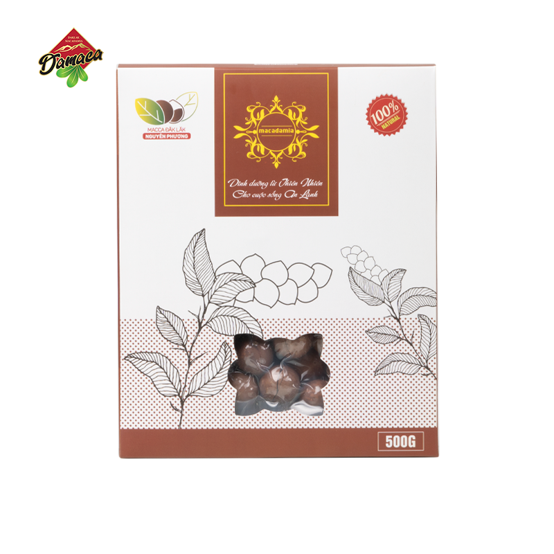 Hạt Mắc Ca Đắk Lắk Nguyên Phương
Hộp Đỏ Size L1( 500 g)
Size 26 - 30 mm