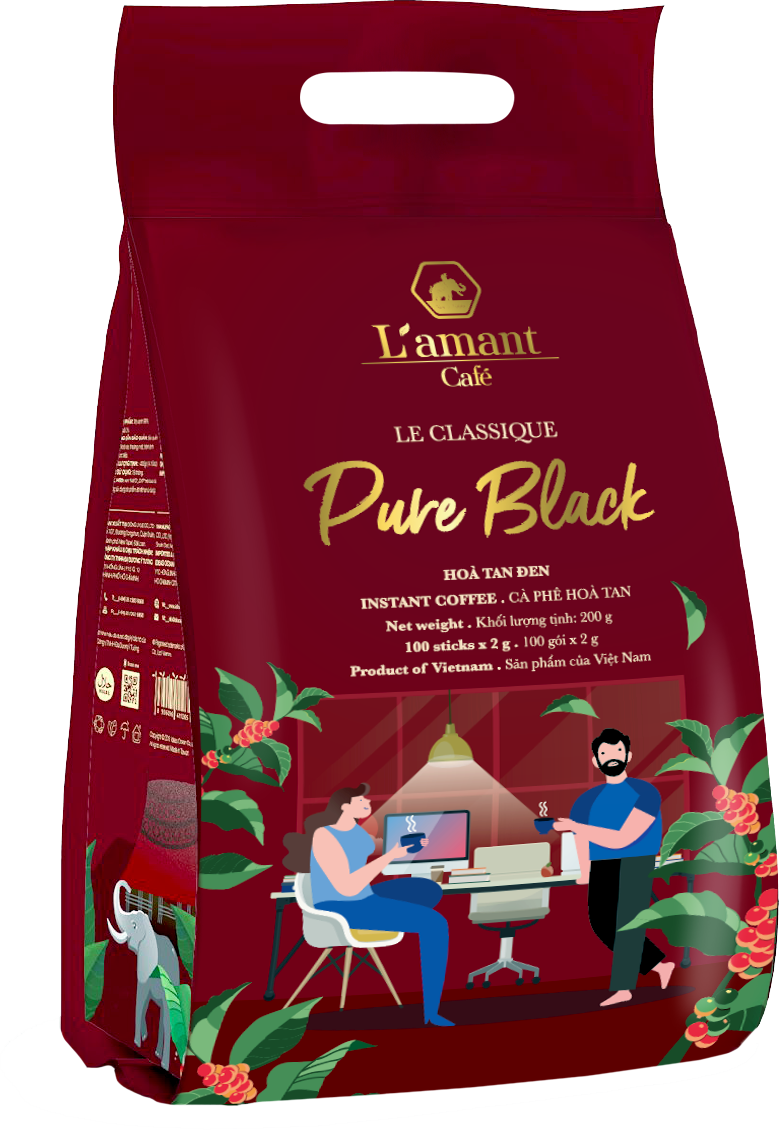  Cà phê hòa tan đen nguyên chất Pure Black - L'amant Café Pure Black instant coffee 