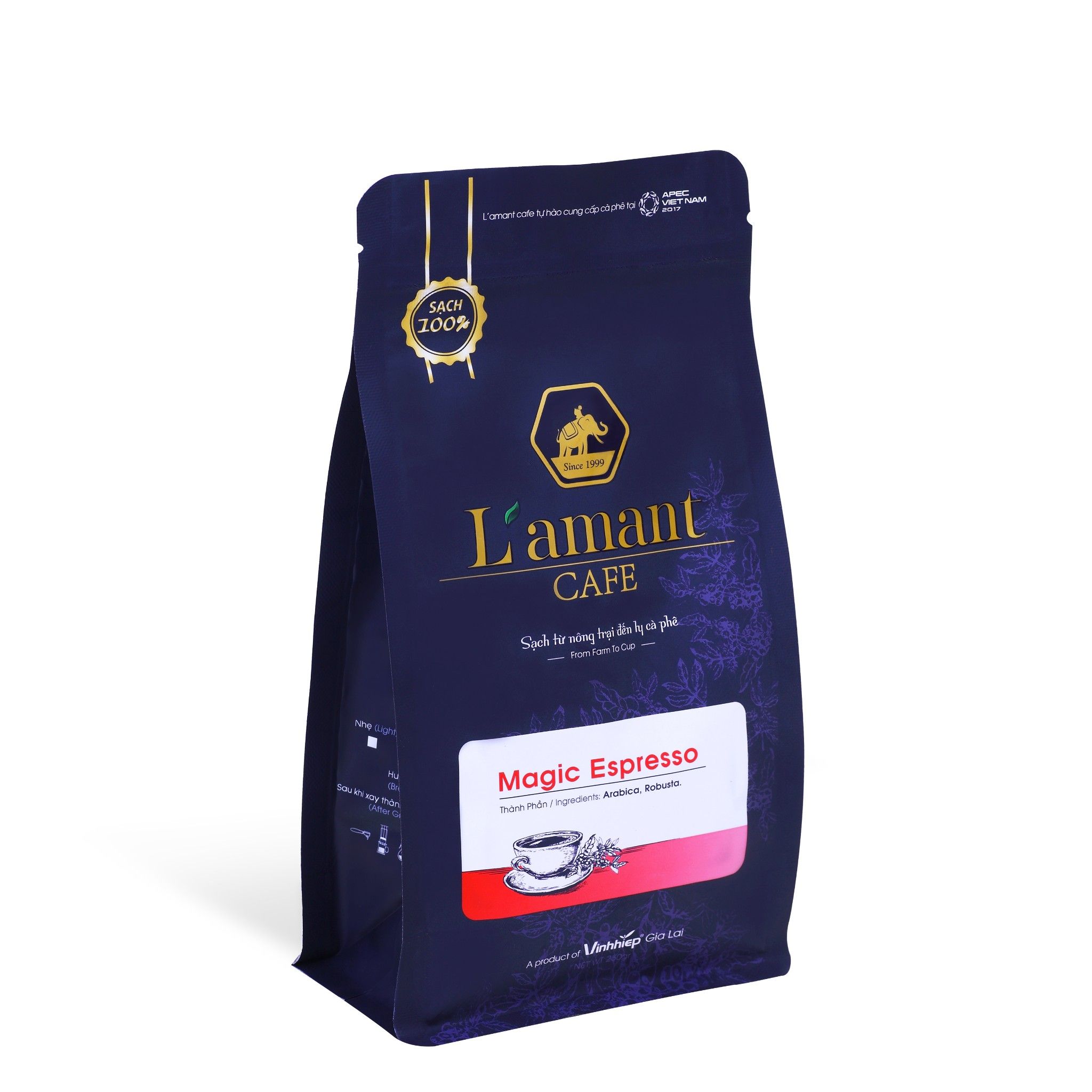 Cà phê rang nguyên hạt Magic 250gr - L'amant Café Magic Espresso