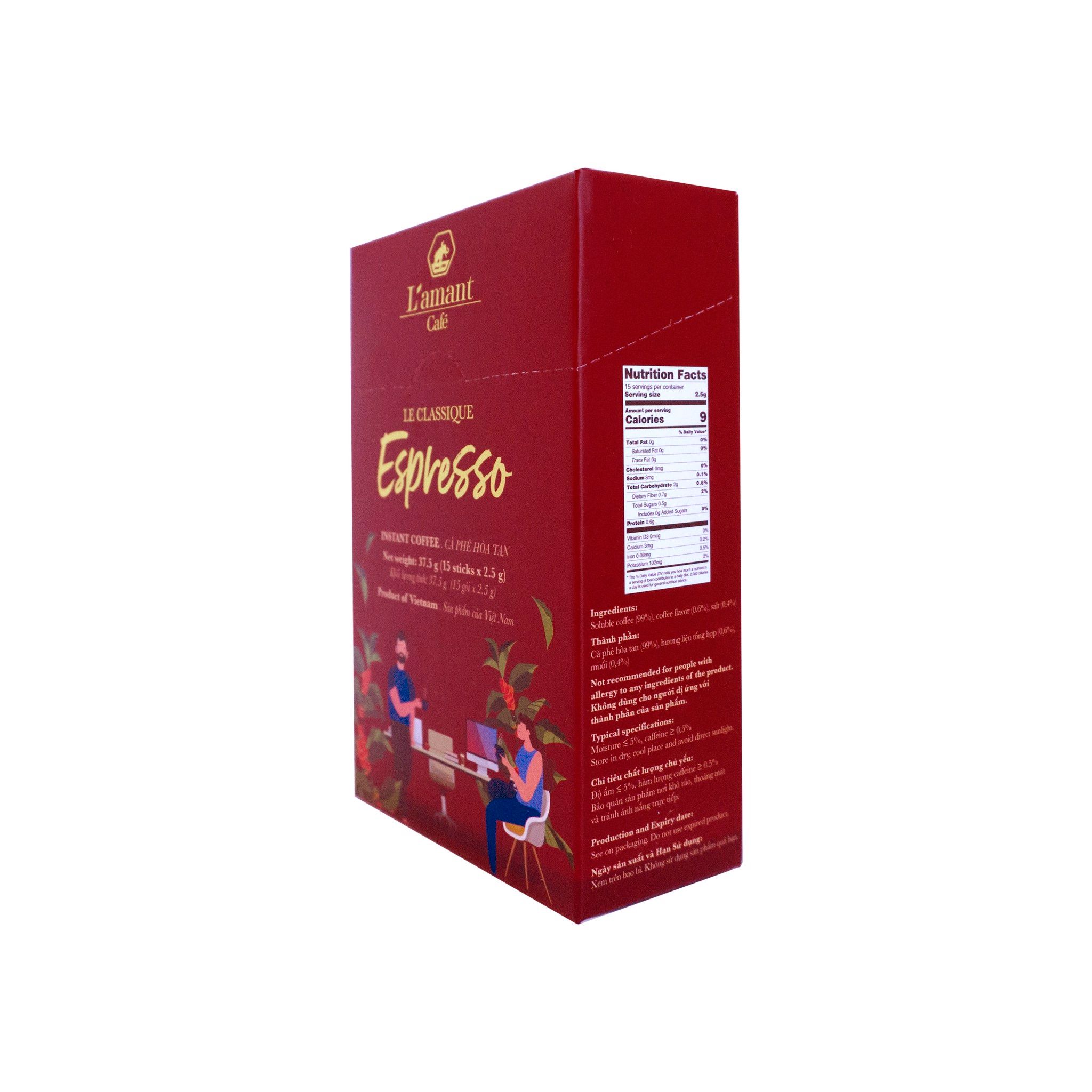 Cà phê hòa tan đen L'amant Espresso - L'amant Espresso Instant Coffee