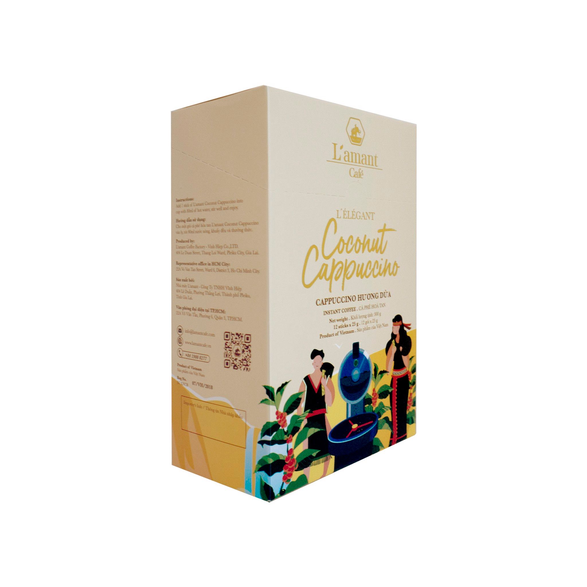  Cà phê hòa tan vị dừa L'amant Coconut Cappuccino (Hộp 300g) 