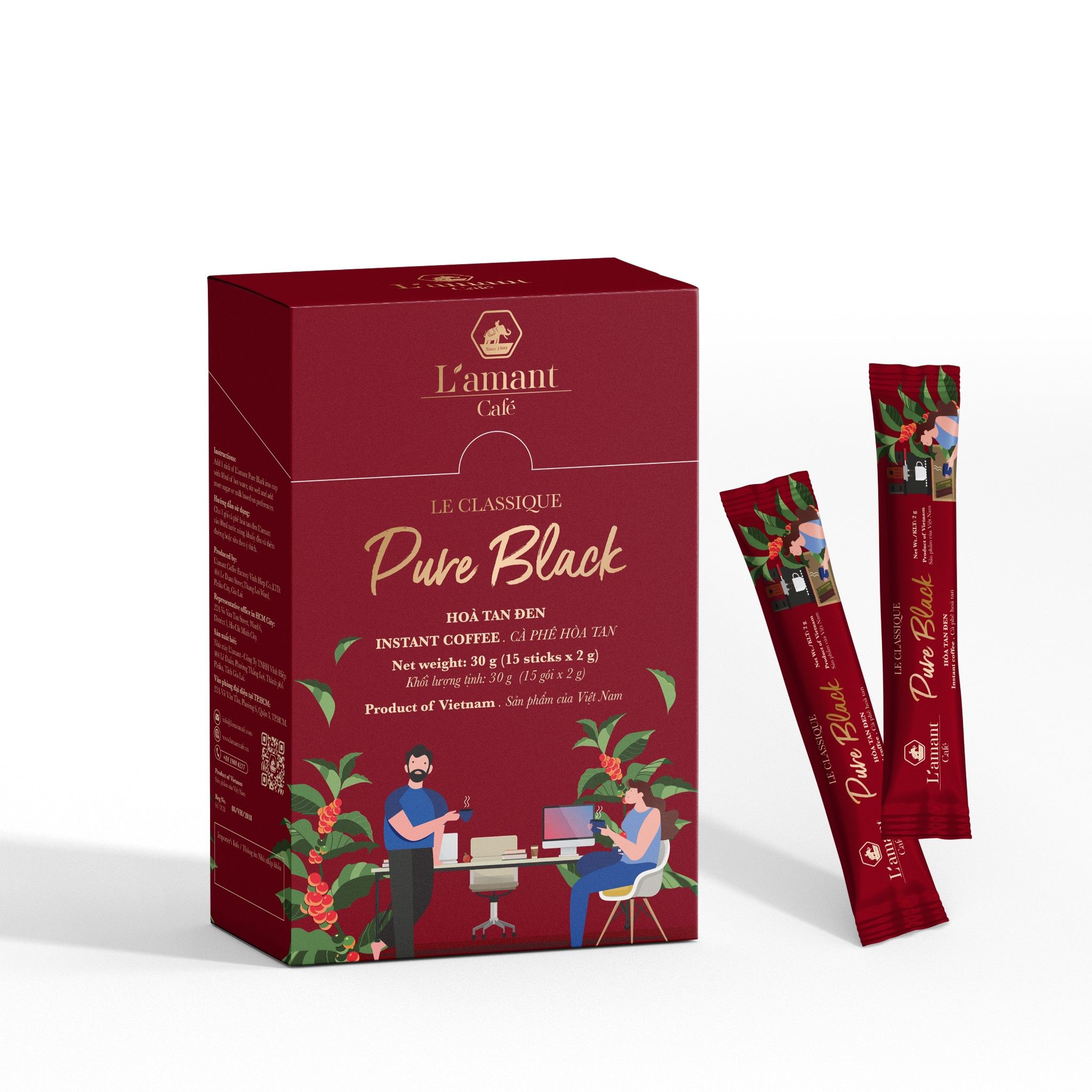  Cà phê hòa tan đen nguyên chất Pure Black - L'amant Café Pure Black instant coffee 