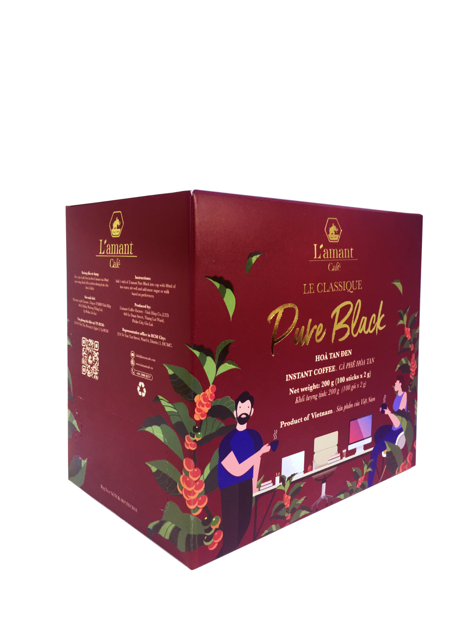  Cà phê hòa tan đen nguyên chất Pure Black - L'amant Café Pure Black instant coffee 