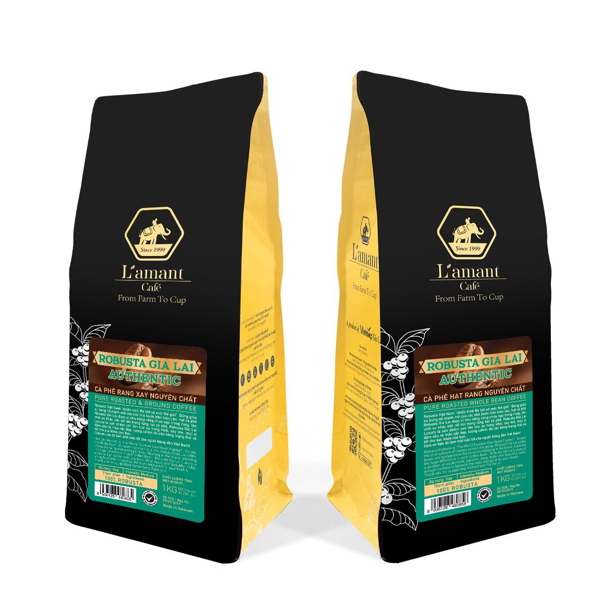 Cà phê rang xay nguyên chất Robusta Gia Lai Authentic 1kg
