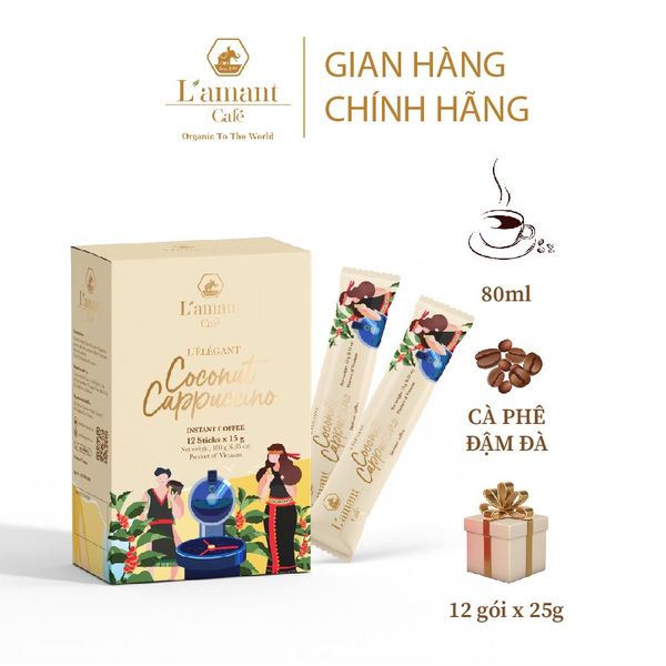  Cà phê hòa tan vị dừa L'amant Coconut Cappuccino (Hộp 300g) 