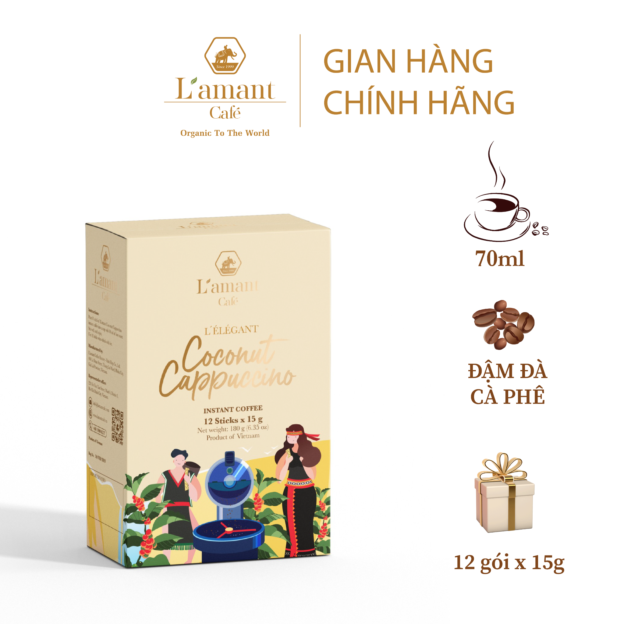  Combo 01 Coconut Cappuccino (Hộp 180G - 12 gói) và 01 Mocha Cappuccino (Hộp 300G - 12 gói) 