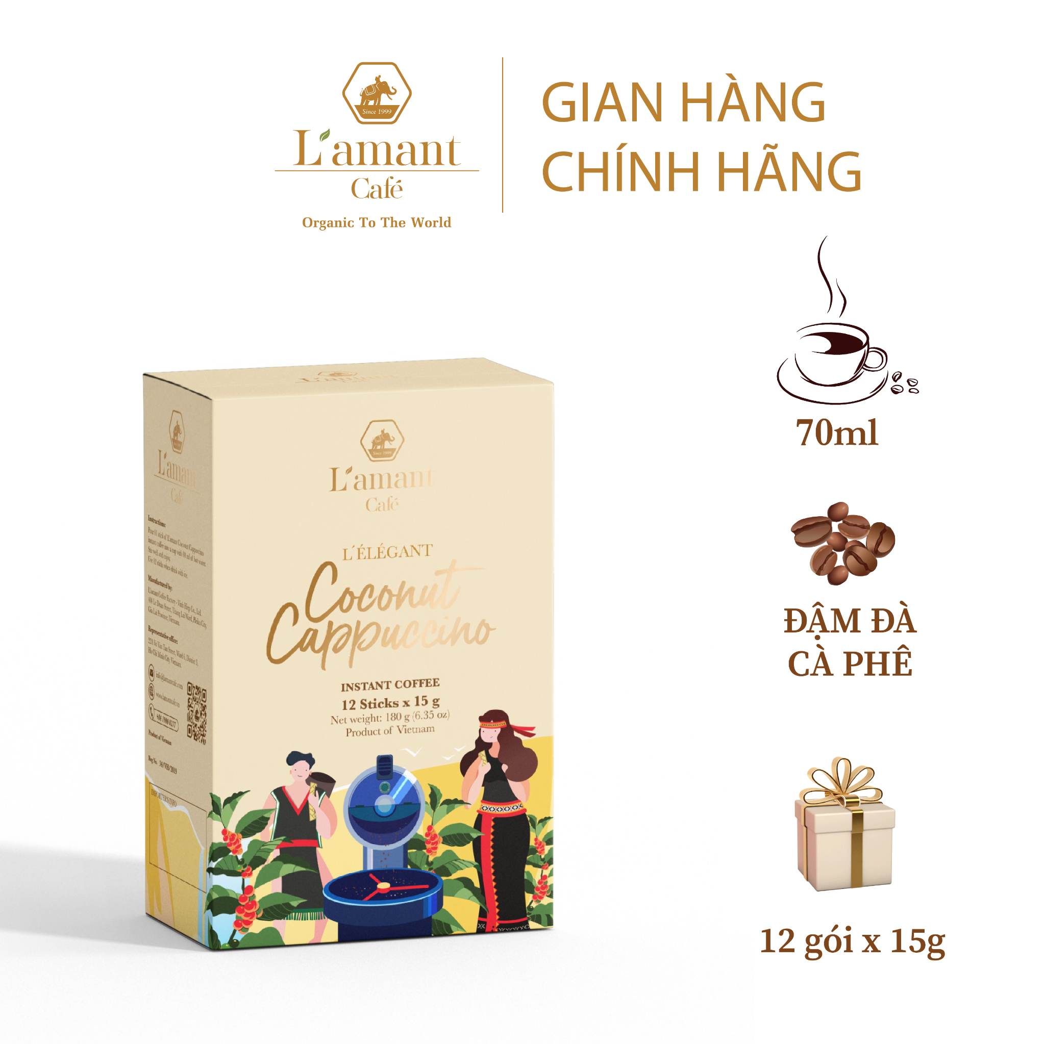 COMBO 03 hộp Coconut Cappuccino (Hộp 300 g - 12 Gói)