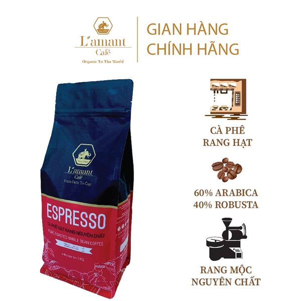  [TẶNG 01 Hộp Espresso hòa tan] Cà phê hạt rang L’amant Espresso số 02 - L’amant No.02 Espresso Roasted Coffee 