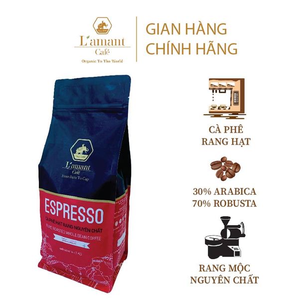  [TẶNG 01 Hộp Espresso hòa tan] Cà phê hạt rang L’amant Espresso số 04 - L’amant No.04 Espresso Roasted Coffee 