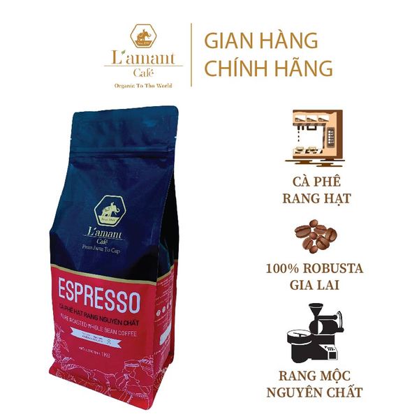  [TẶNG 01 Hộp Espresso hòa tan] Cà phê hạt rang L’amant Espresso số 08 - L’amant No.08 Espresso Roasted Coffee 