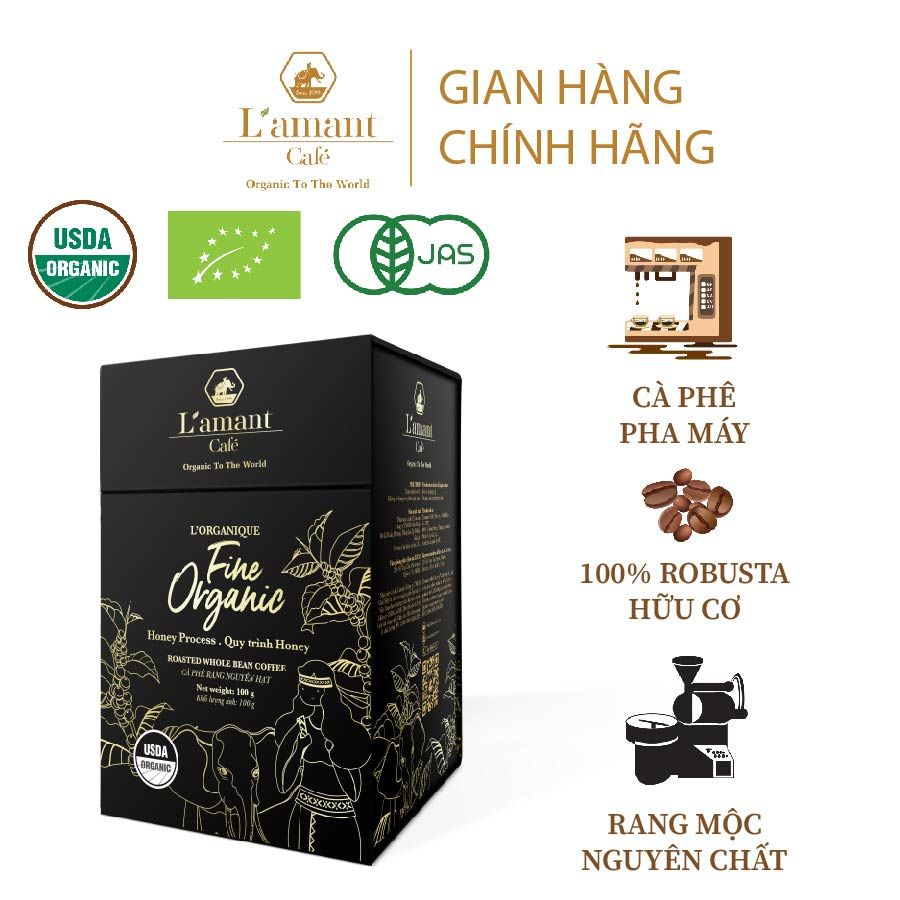  Cà phê hạt hữu cơ nguyên chất L’amant Fine Organic chuẩn USDA 