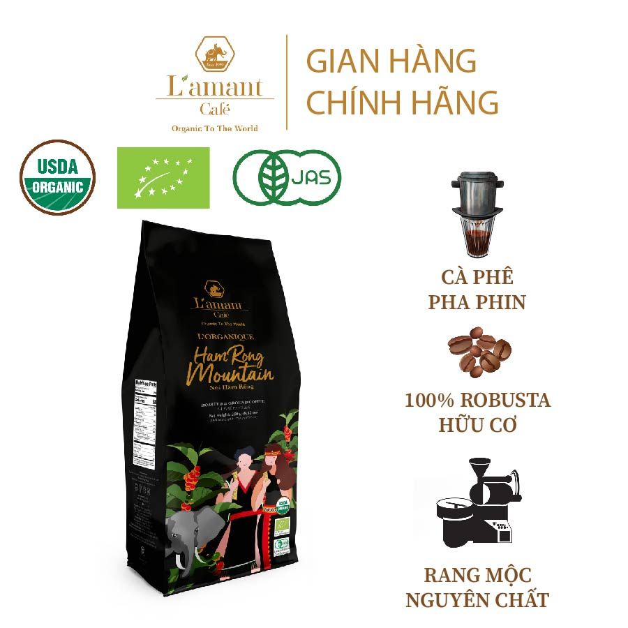  [24.04-29.04 MUA 2 TẶNG 1 MOCHA] Cà phê hữu cơ nguyên chất L’amant Núi Hàm Rồng - Ham Rong Mountain Organic Coffee 
