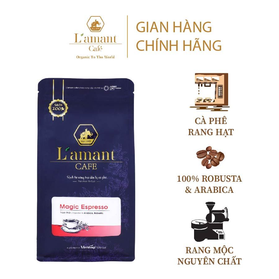 Cà phê rang nguyên hạt Magic 250gr - L'amant Café Magic Espresso