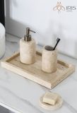 Bộ vệ sinh đá travertine màu nâu beige