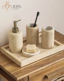 Bộ vệ sinh đá travertine màu nâu beige