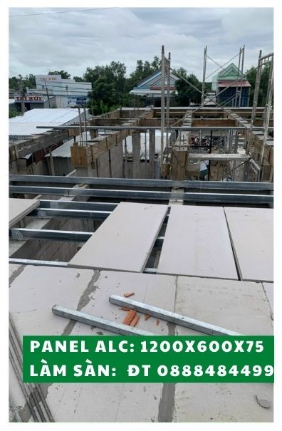Tấm Sàn Panel ALC DxR:1.2x0.6 dày 75mm Bê Tông Khí Chưng Áp 1 Mét Khối