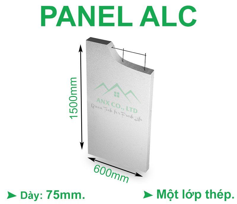Tấm Sàn Panel ALC DxR:1.5x0.6 dày 75mm Bê Tông Khí Chưng Áp 1 Mét Khối