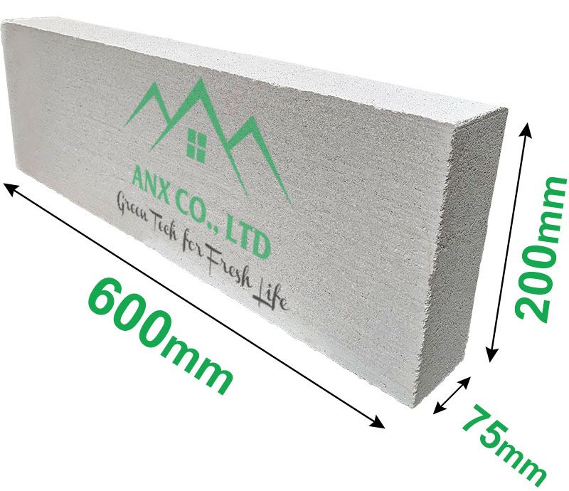 Gạch bê tông nhẹ AAC Eblock 600x200x75mm