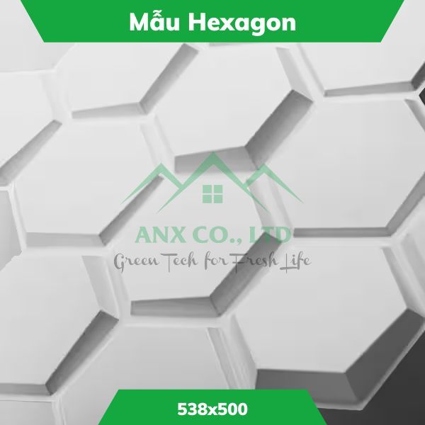 Mẫu Hexagon - Tấm ốp tường 3D sợi tre.