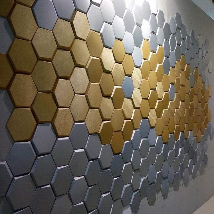 Mẫu Hexagon - Tấm ốp tường 3D sợi tre.