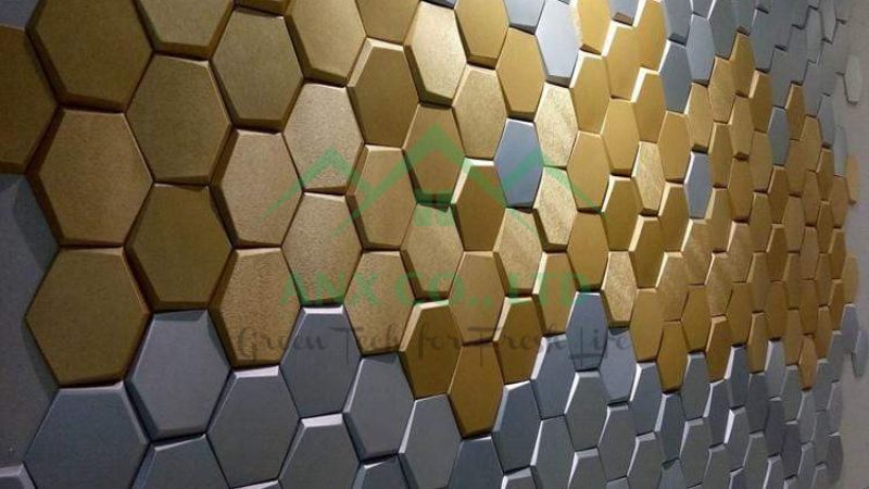 Mẫu Hexagon - Tấm ốp tường 3D sợi tre.