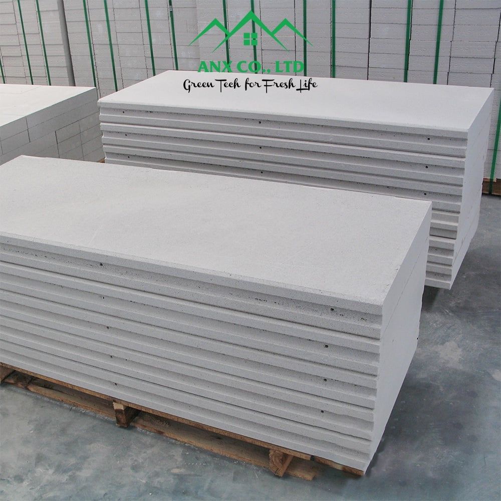 Tấm Tường Sàn Panel Bê Tông Nhẹ AAC Ánh Nhiên Xanh Kích Thước DxR:1200x600x75mm