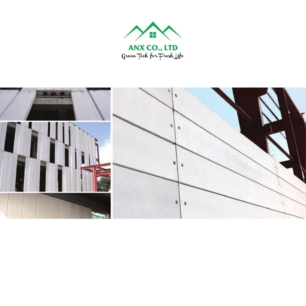 Tấm Tường Sàn Panel Bê Tông Nhẹ AAC Ánh Nhiên Xanh Kích Thước DxR:1200x600x75mm
