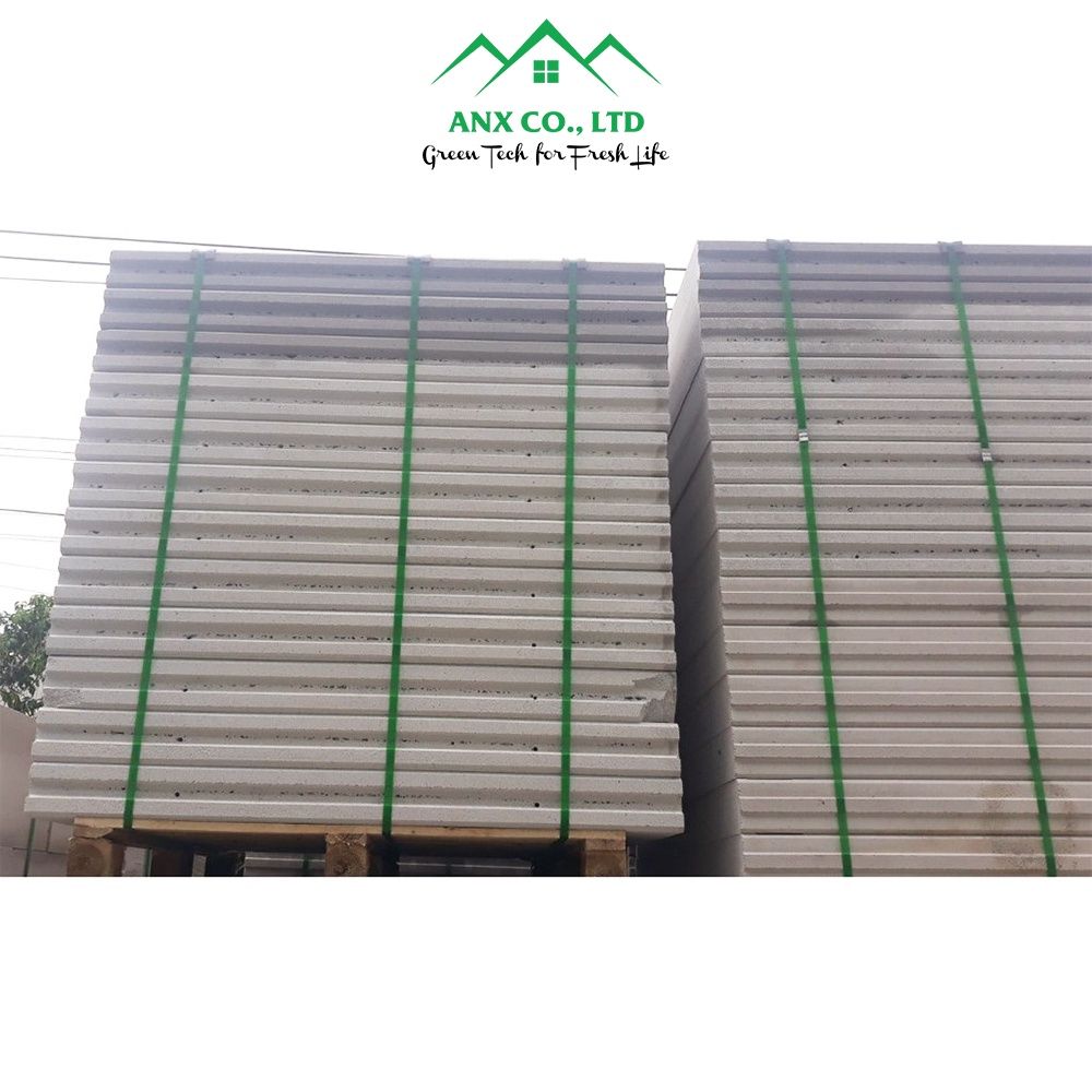 Tấm Tường Sàn Panel Bê Tông Nhẹ AAC Ánh Nhiên Xanh Kích Thước DxR:1200x600x75mm