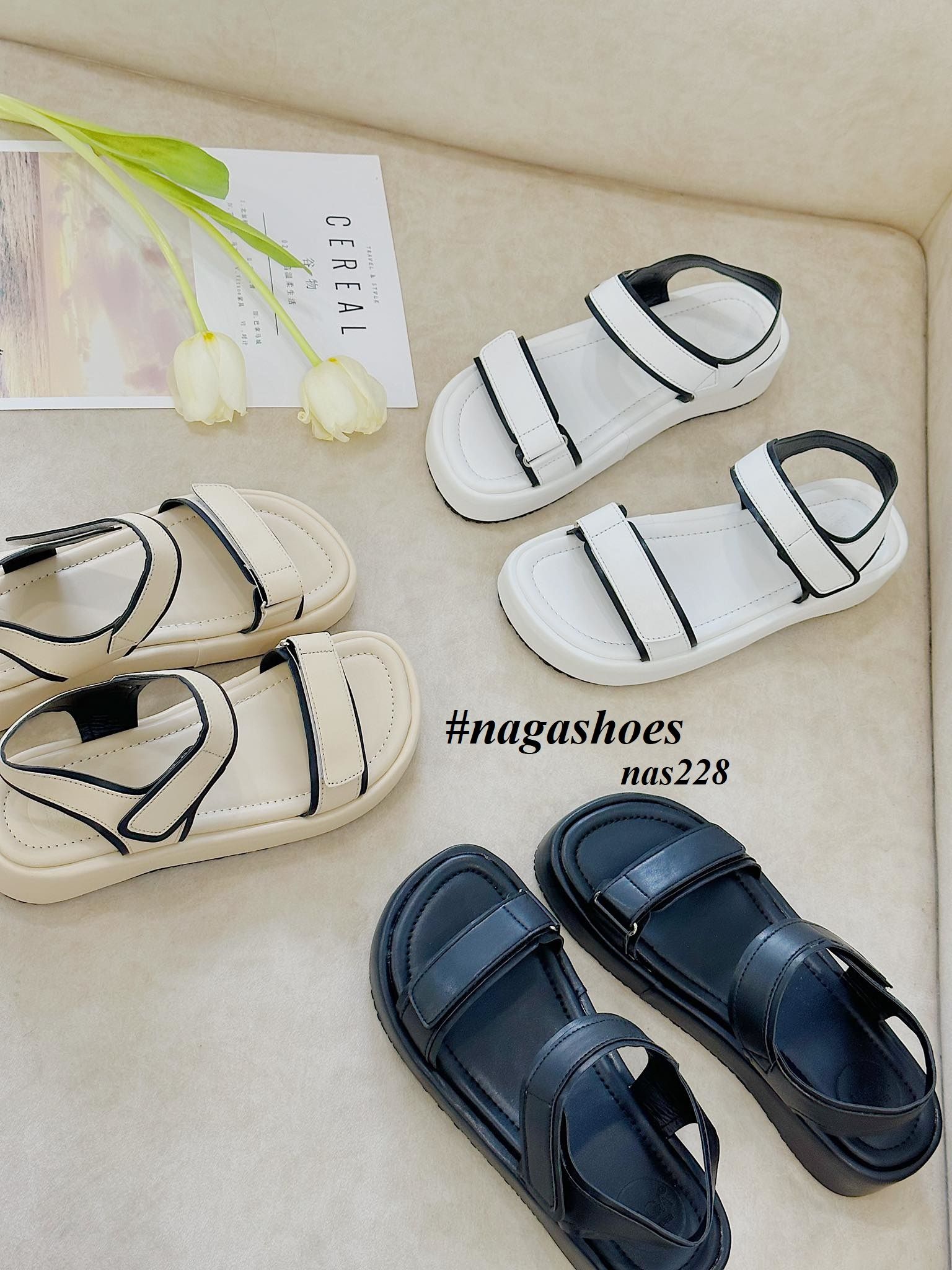  SANDAL NAGASHOES  HAI QUAI KHÓA DÁN VIỀN MÀU 4P NAS228 