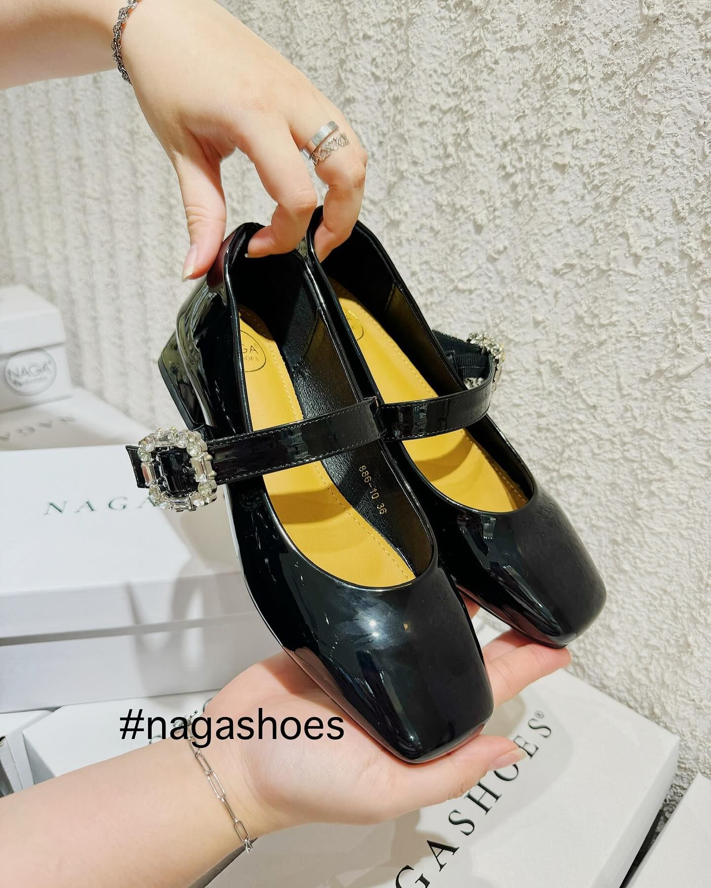  BÚP BÊ NAGASHOES DA BÓNG KHÓA VUÔNG ĐÍNH ĐÁ 3P NAB73 