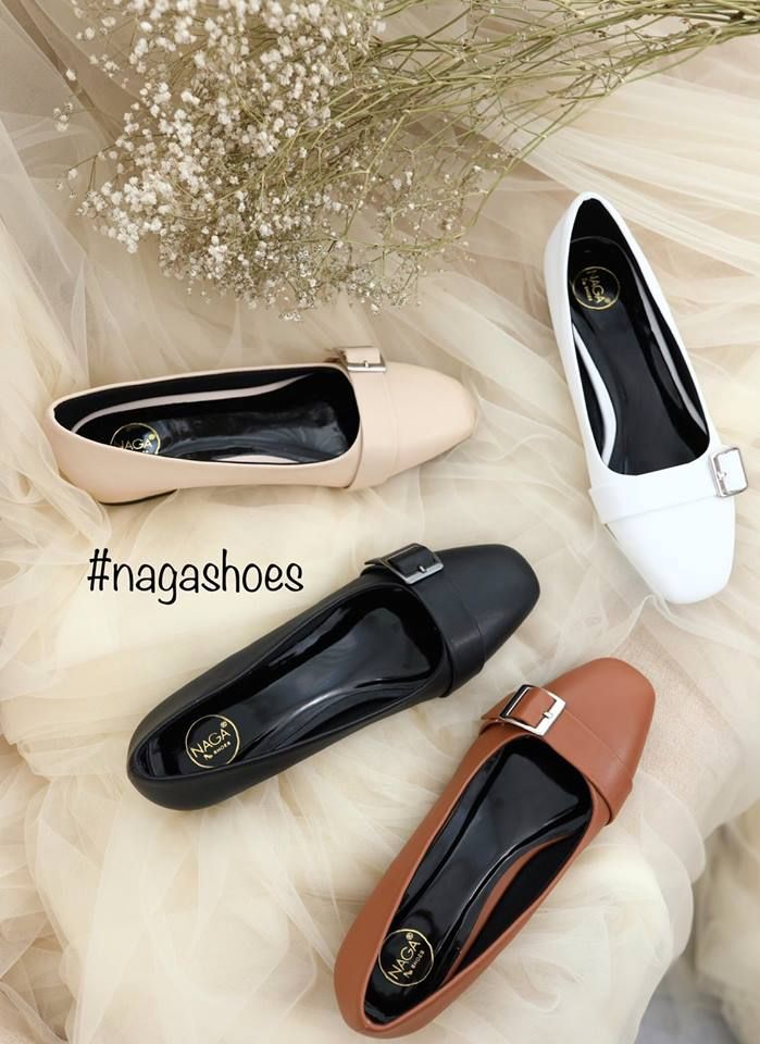 Giày Búp Bê Nagashoes Mũi Vuông Bít Gót Khóa Nhỏ NAB37