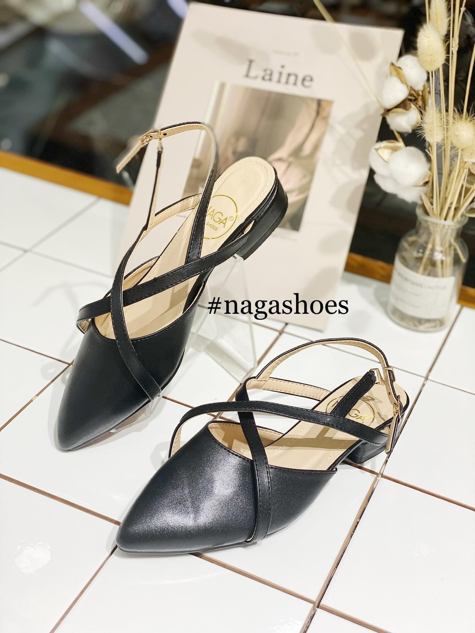 BÚP BÊ MŨI NHỌN PHỐI QUAI CHÉO 2 MÀU 2P NAB44
