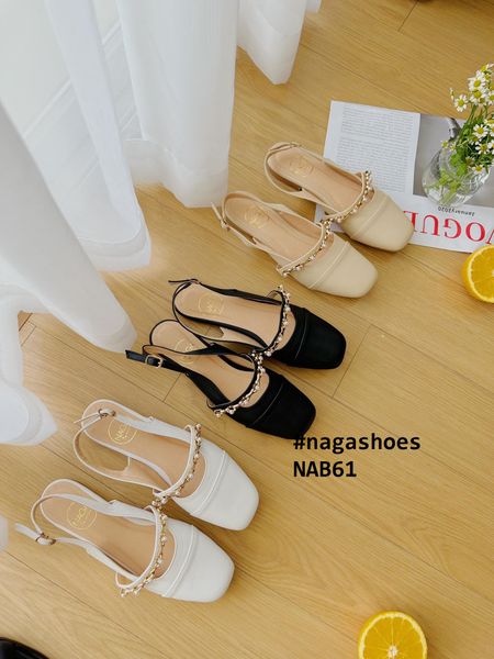  GIÀY BÚP BÊ NAGASHOES HỞ GÓT PHỐI DÂY ĐÁ ĐÍNH HẠT NAB61 