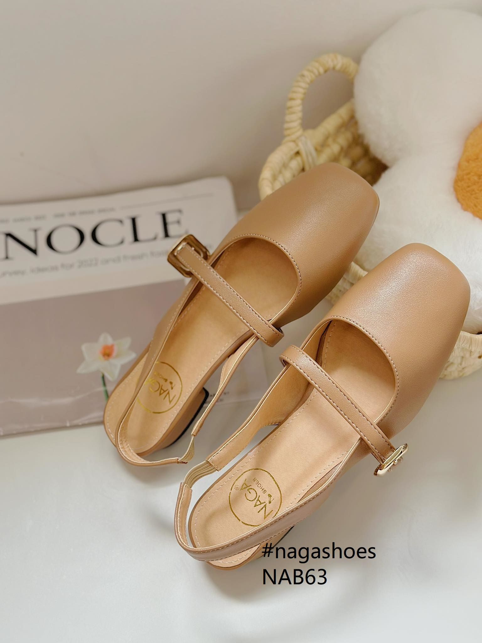  BÚP BÊ NAGASHOES BÍT MŨI PHỐI QUAI NGANG ĐÍNH KHÓA VUÔNG 2P NAB63 