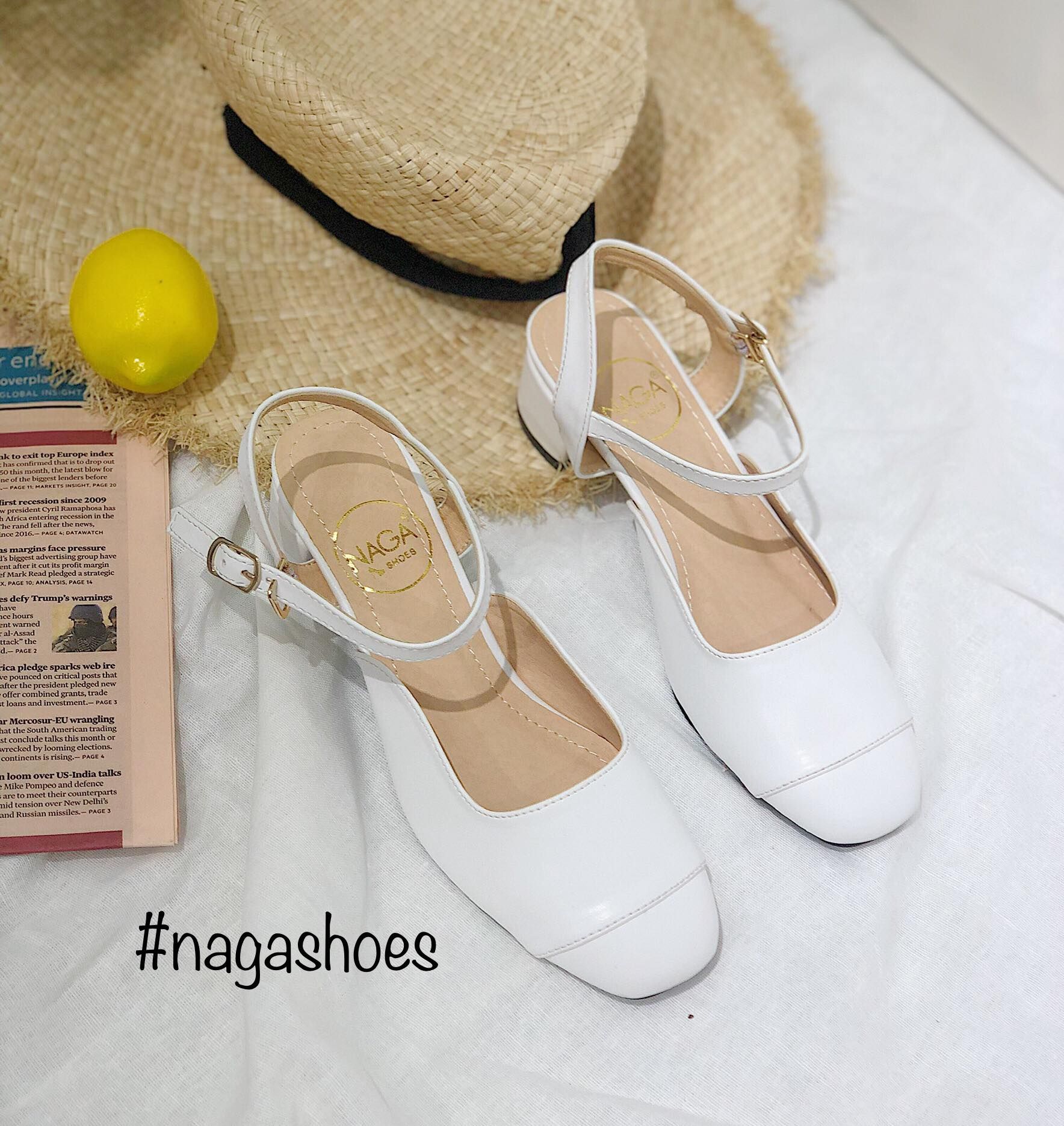 Giày Cao Gót Nagashoes Mũi Vuông Phối Chỉ 3P NAC104