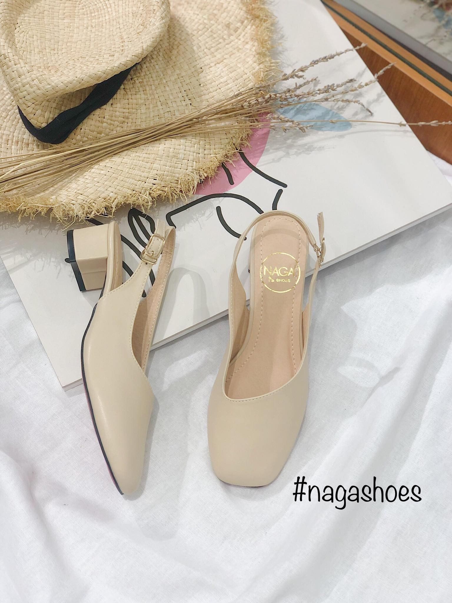 Giày Cao Gót Nagashoes Mũi Vuông Chéo 3P NAC105