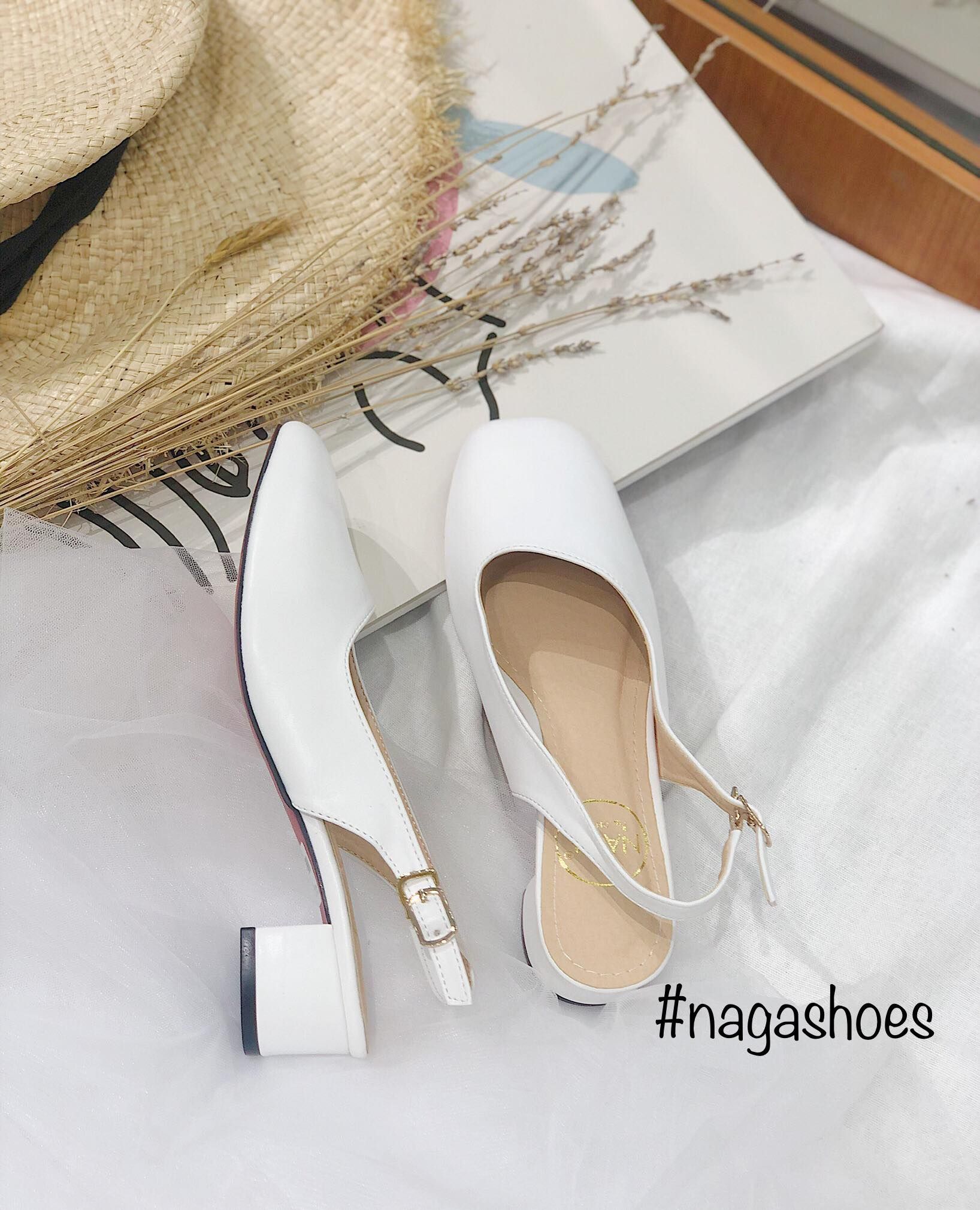 Giày Cao Gót Nagashoes Mũi Vuông Chéo 3P NAC105