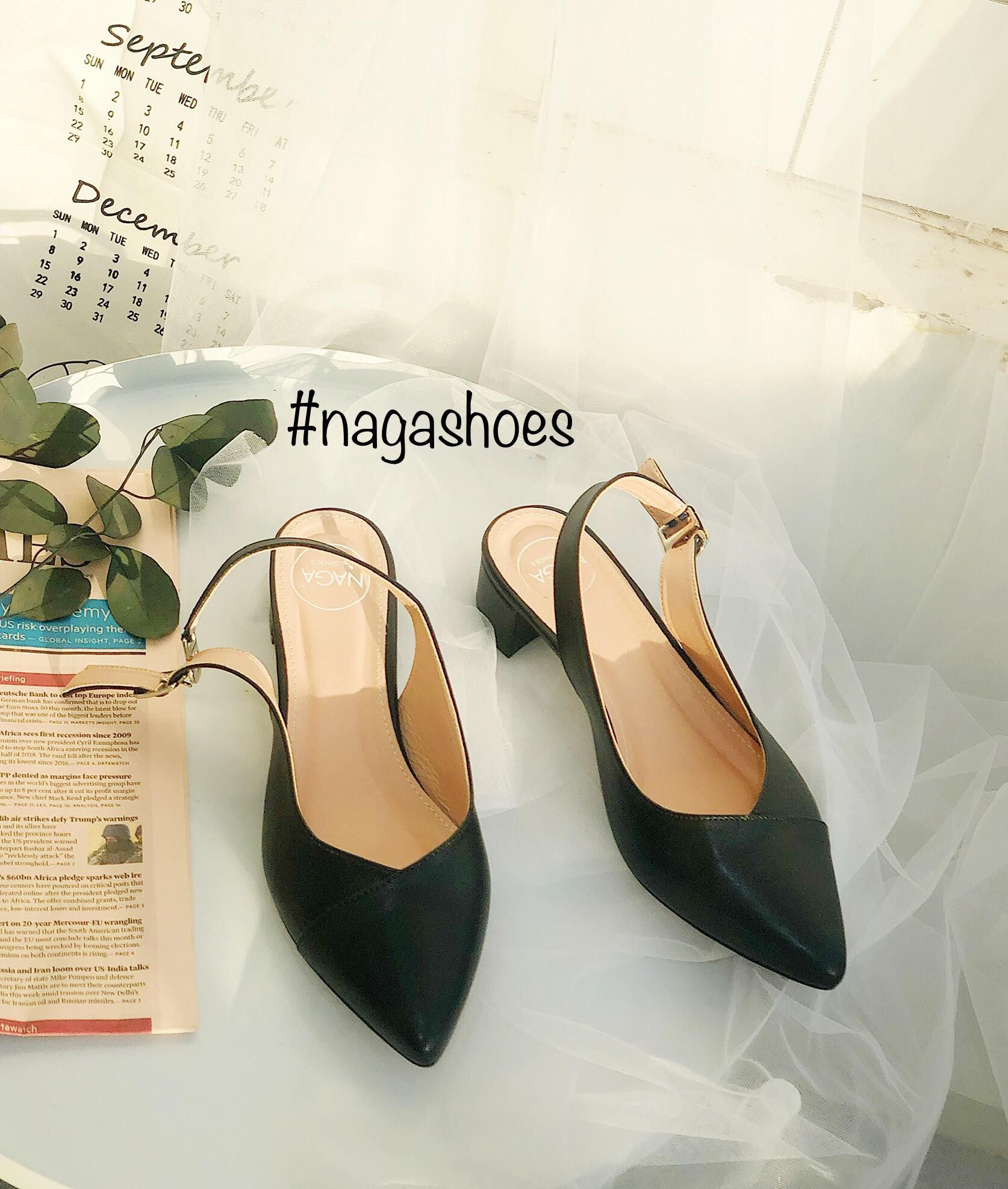 Giày Cao Gót Nagashoes Mũi Nhọn Phối Chỉ Chéo 3P NAC106