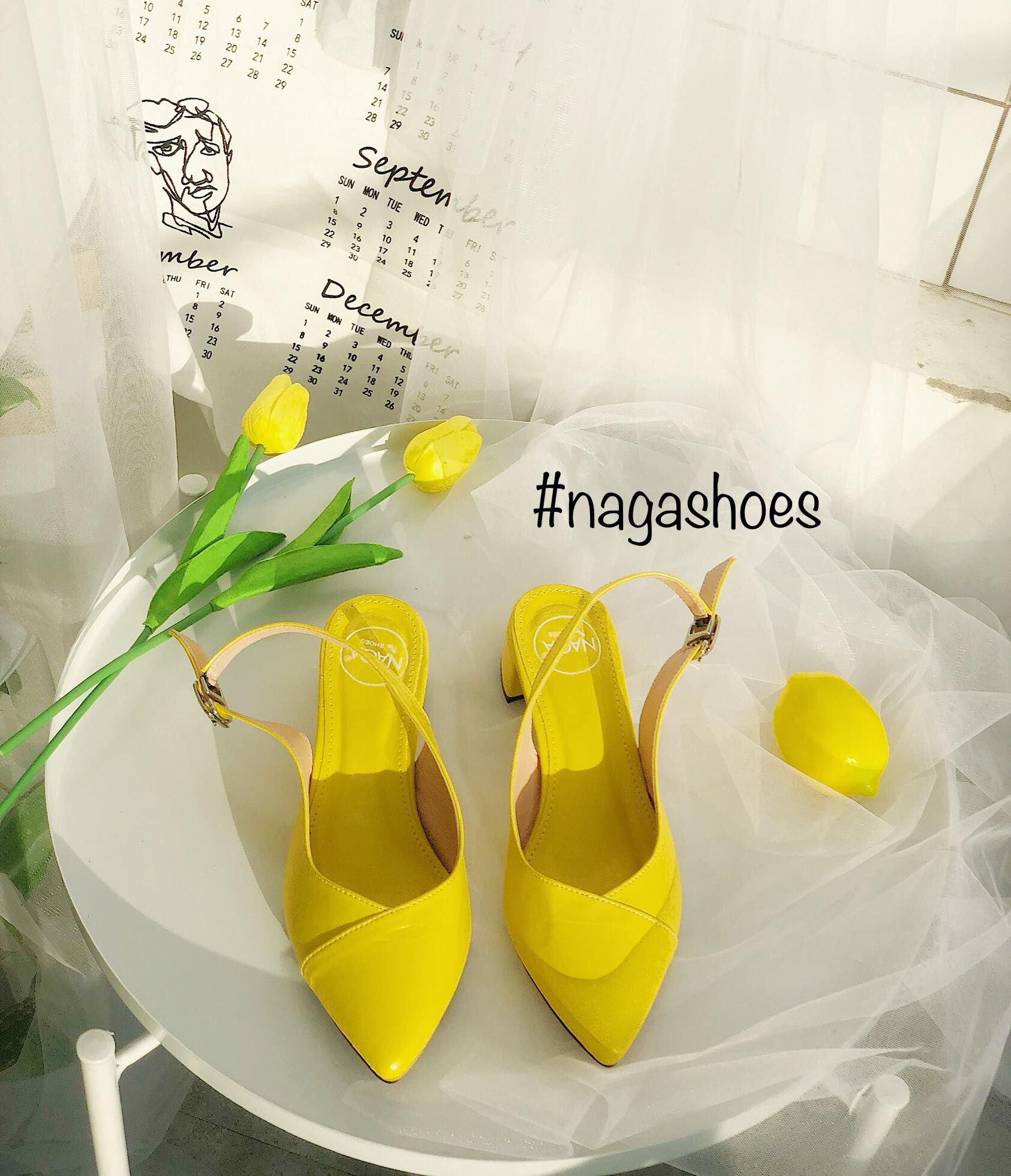 Giày Cao Gót Nagashoes Mũi Nhọn Phối Chỉ Chéo 3P NAC106