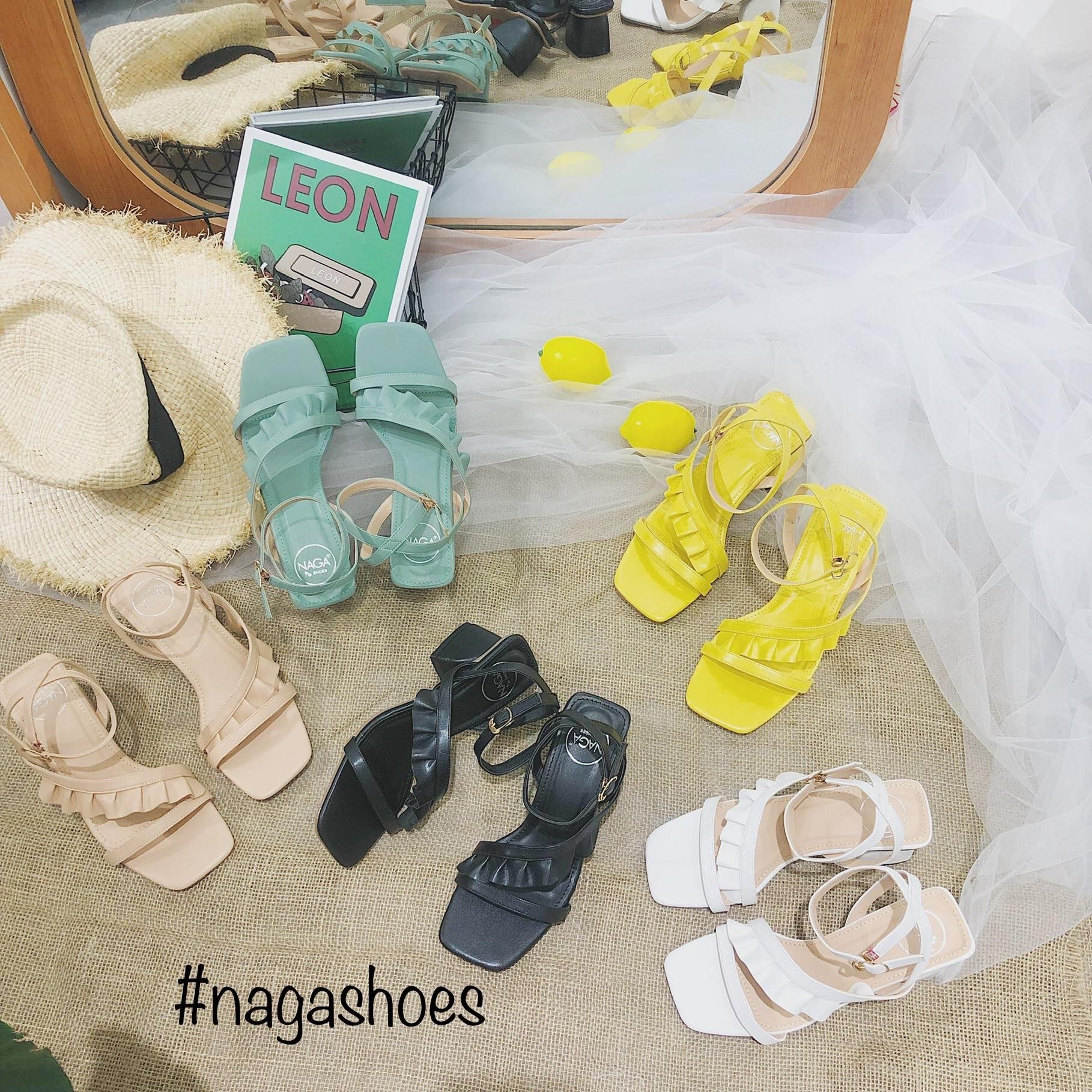 Giày Cao Gót Nagashoes Mũi Vuông Quai Bèo 6P NAC108