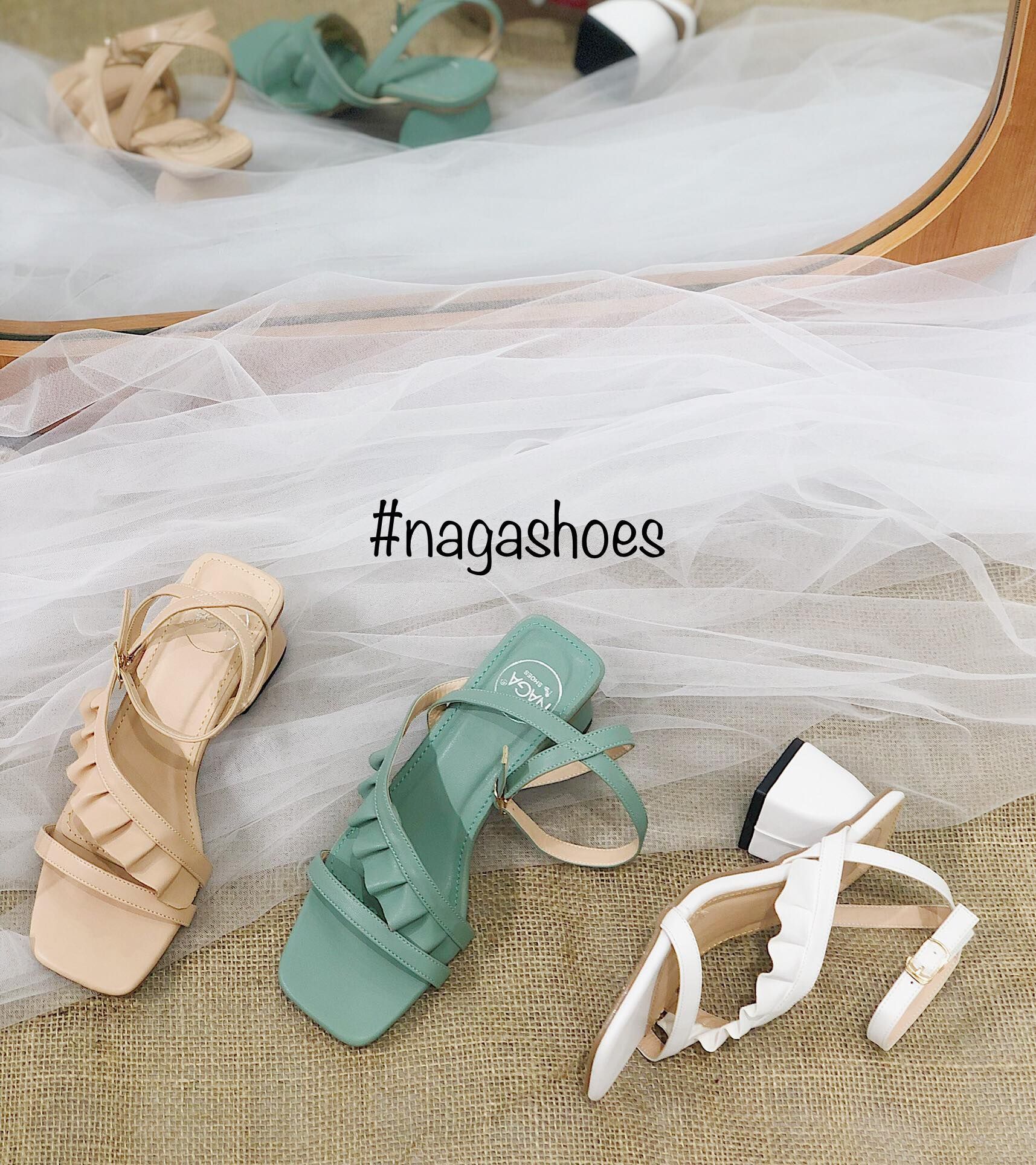 Giày Cao Gót Nagashoes Mũi Vuông Quai Bèo 6P NAC108