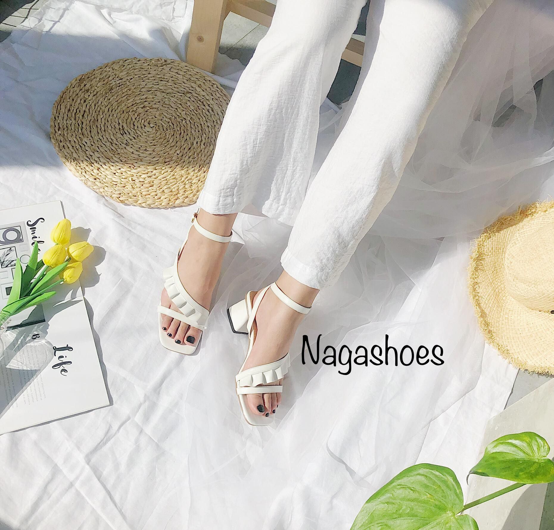 Giày Cao Gót Nagashoes Mũi Vuông Quai Bèo 6P NAC108