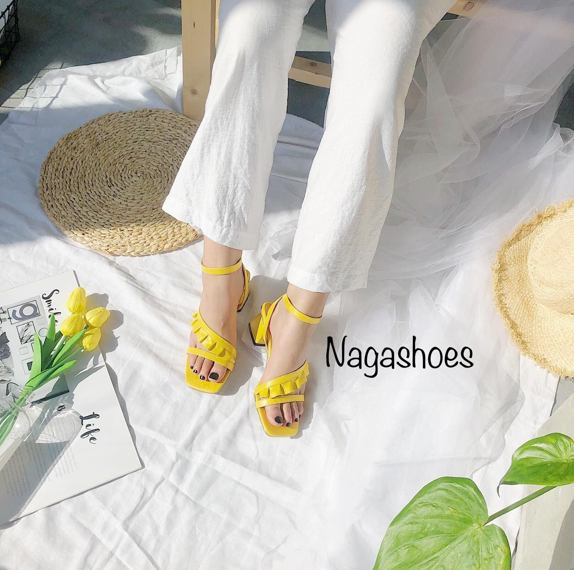 Giày Cao Gót Nagashoes Mũi Vuông Quai Bèo 6P NAC108