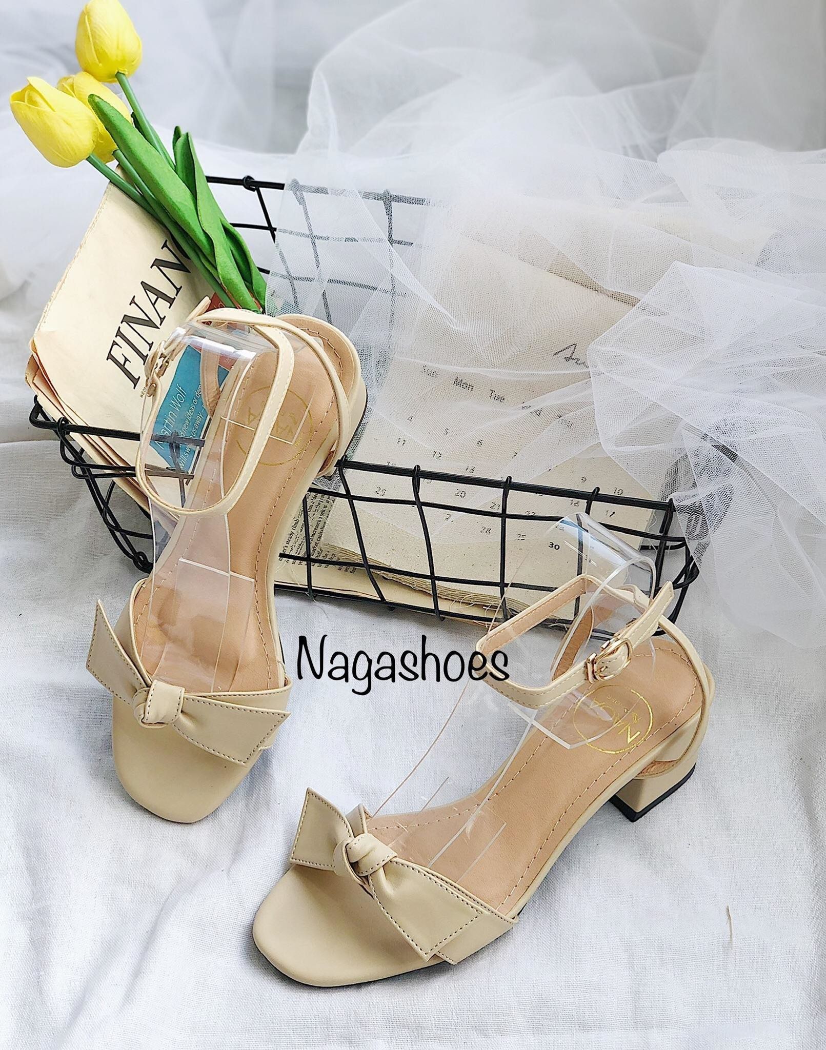 Cao Gót Mũi Vuông Quai Thắt Nơ 3P NAC127