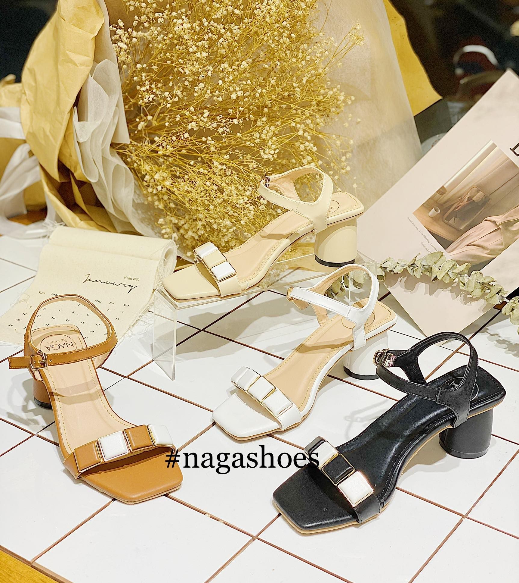 Cao Gót Quai Ngang Phối Hình Vuông Nac152