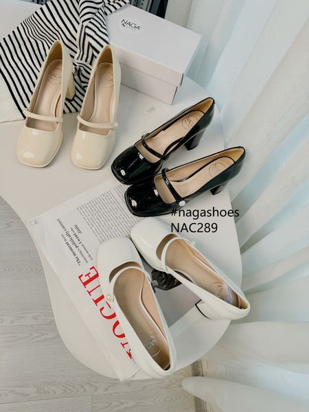  CAO GÓT MARY JANE  NAGASHOES  DA BÓNG PHỐI NGỌC  6P NAC289 